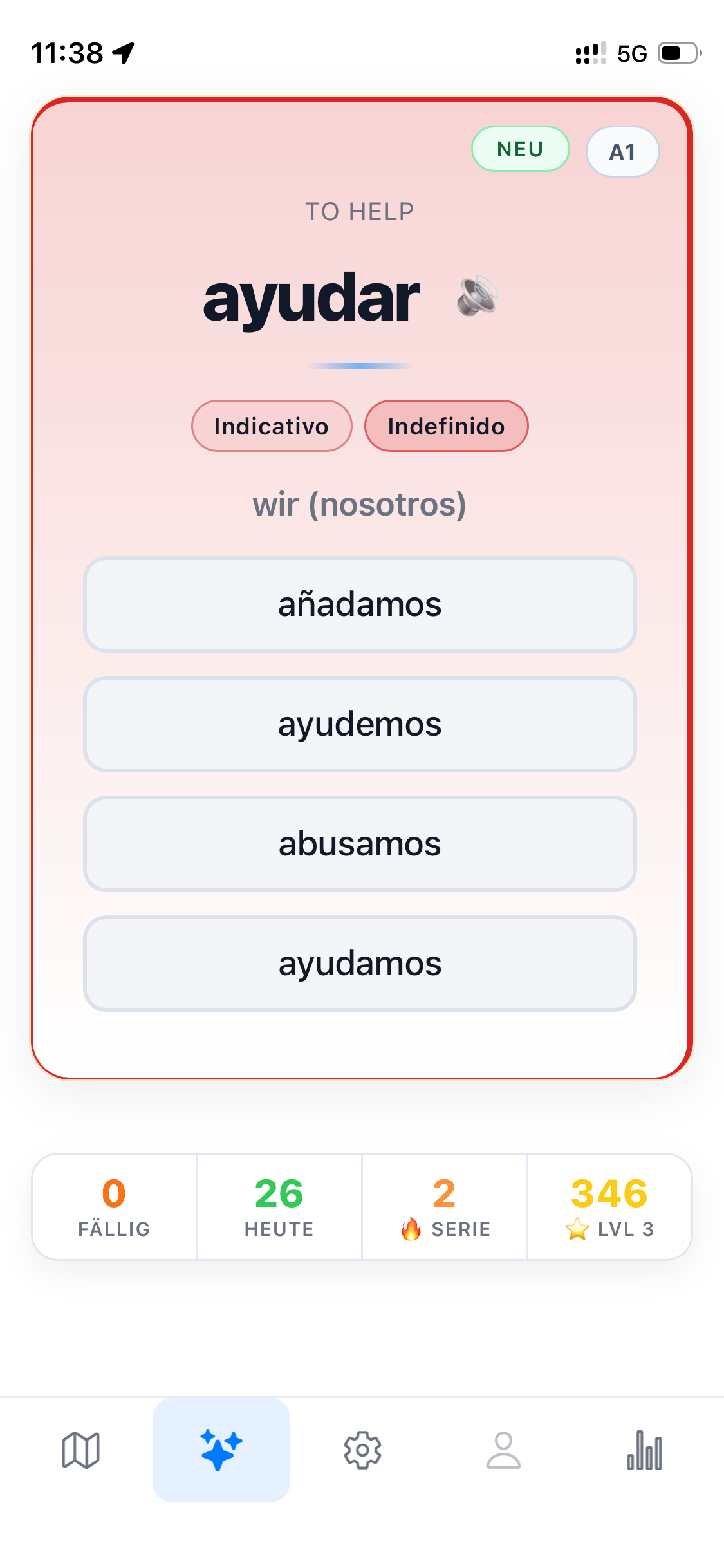 Indicativo Indefinido – roter Rahmen